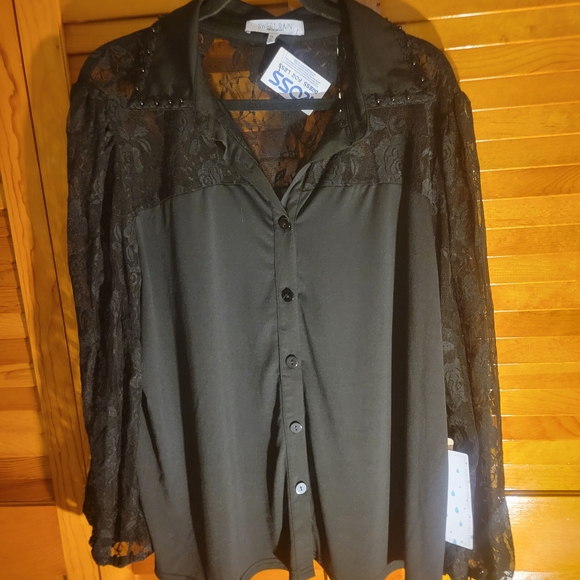 Sweet Rain Tops - Sweet Rain Black Lace Top